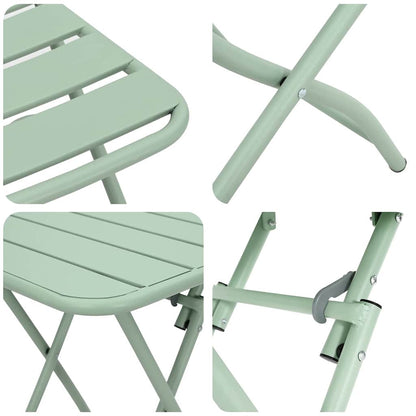 Bistro Set 3 pcs Green Steel
