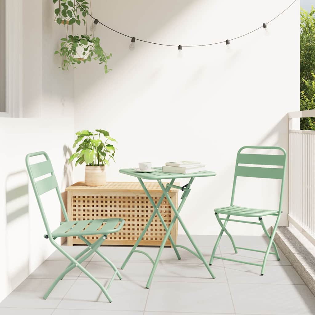 Bistro Set 3 pcs Green Steel