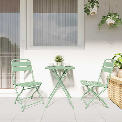 Bistro Set 3 pcs Green Steel