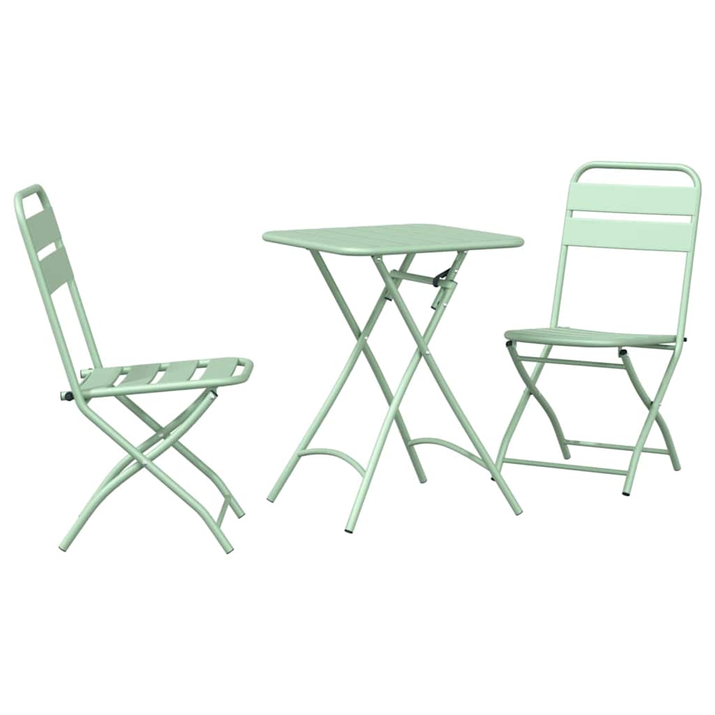 Bistro Set 3 pcs Green Steel