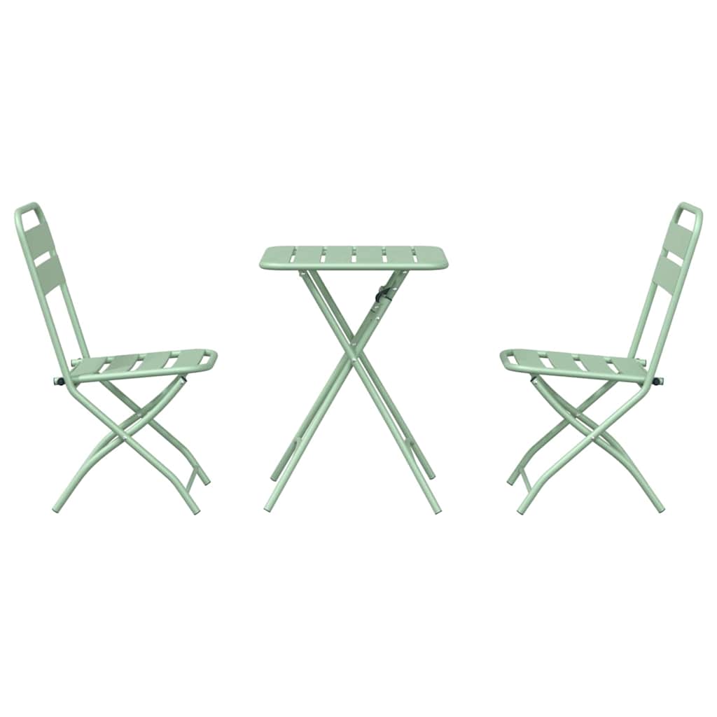 Bistro Set 3 pcs Green Steel