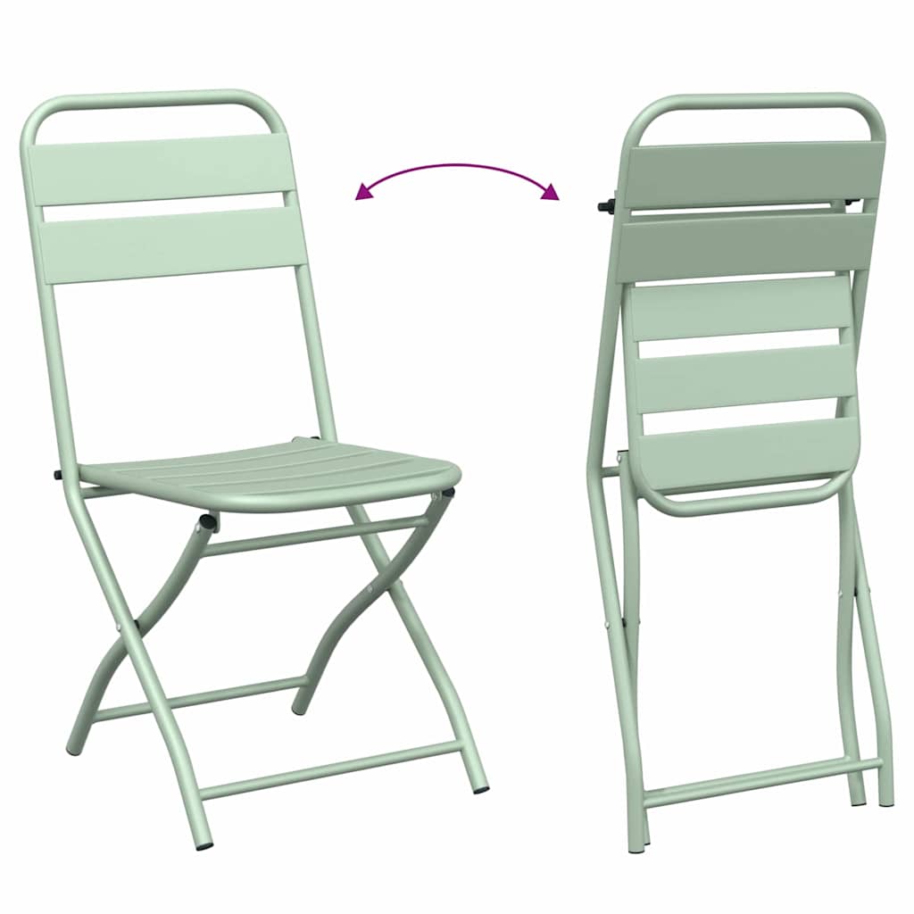 Bistro Set 3 pcs Green Steel