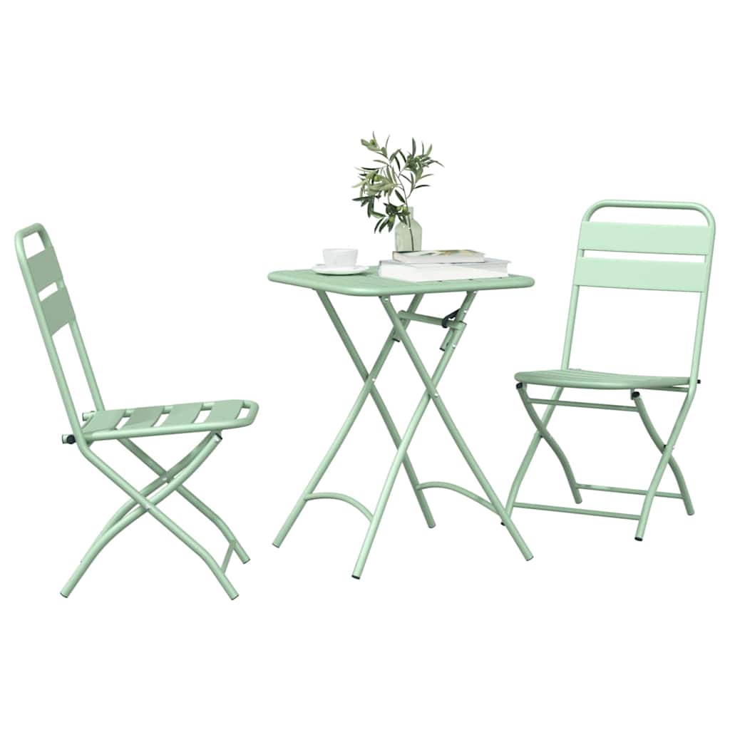 Bistro Set 3 pcs Green Steel