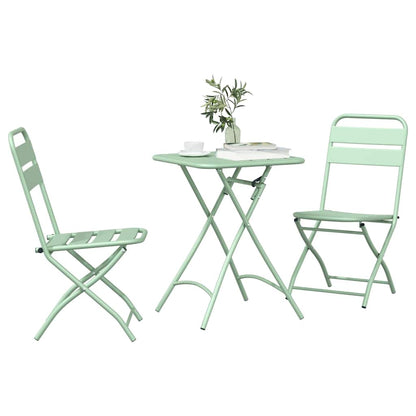 Bistro Set 3 pcs Green Steel