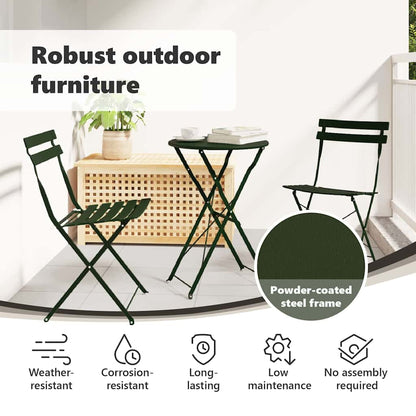 Garden Folding Chair Folding 2 pcs Green 42 x 46 x 82cm Metal