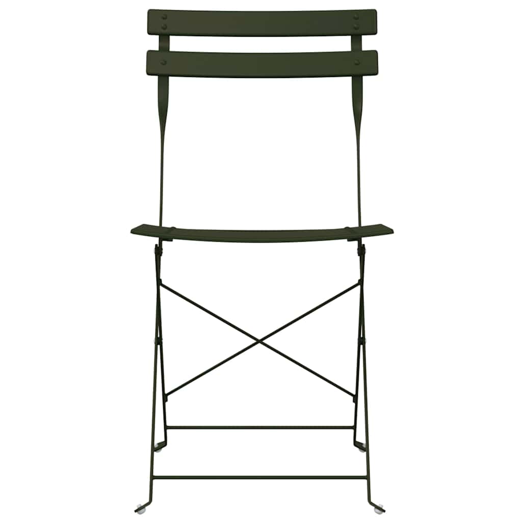 Garden Folding Chair Folding 2 pcs Green 42 x 46 x 82cm Metal