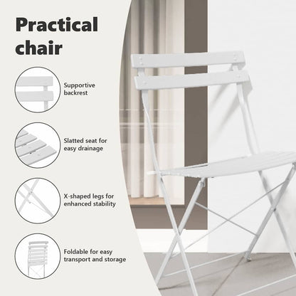 Garden Folding Chair Folding 2 pcs White 42 x 46 x 82cm Metal
