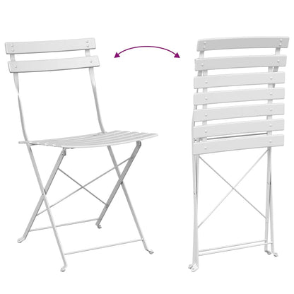 Garden Folding Chair Folding 2 pcs White 42 x 46 x 82cm Metal