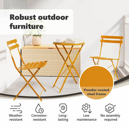 Garden Folding Chair Folding 2 pcs Mustard 42 x 46 x 82cm Metal