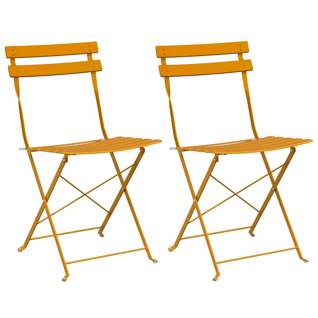 Garden Folding Chair Folding 2 pcs Mustard 42 x 46 x 82cm Metal