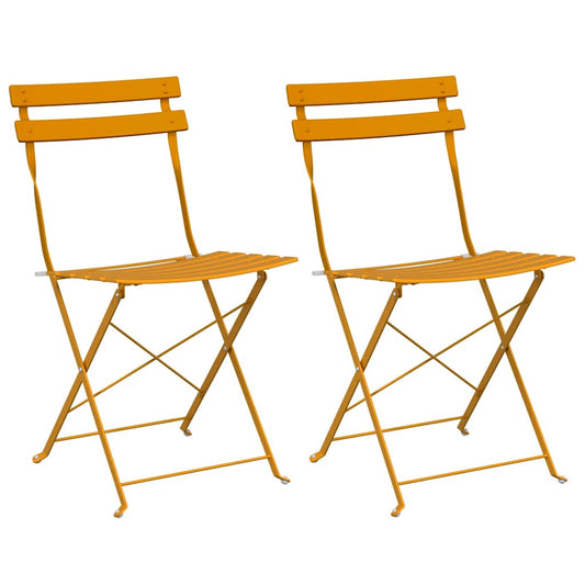 Garden Folding Chair Folding 2 pcs Mustard 42 x 46 x 82cm Metal