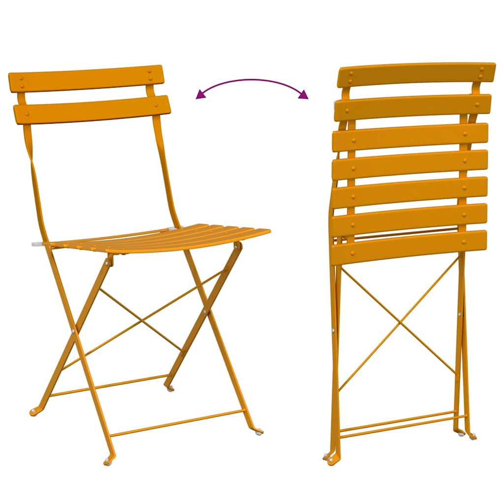 Garden Folding Chair Folding 2 pcs Mustard 42 x 46 x 82cm Metal