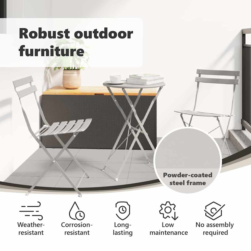 Garden Folding Chair Folding 2 pcs Beige 42 x 46 x 82cm Metal