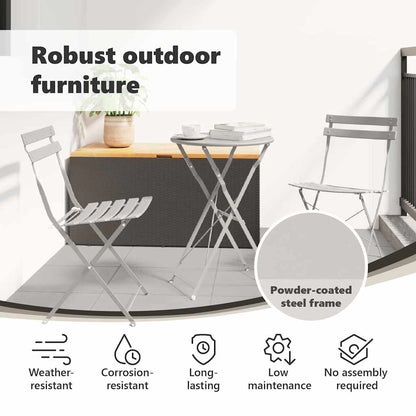 Garden Folding Chair Folding 2 pcs Beige 42 x 46 x 82cm Metal