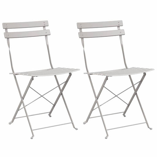Garden Folding Chair Folding 2 pcs Beige 42 x 46 x 82cm Metal
