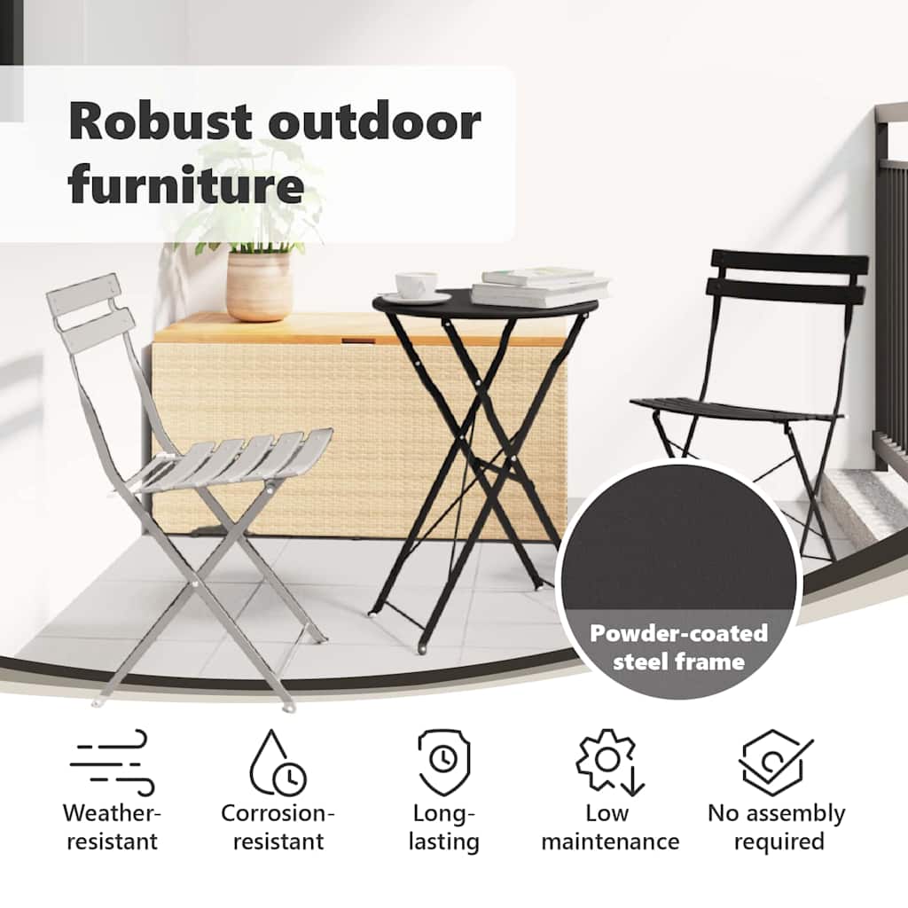 Garden Folding Chair 2 pcs Anthracite 42 x 46 x 82cm Metal