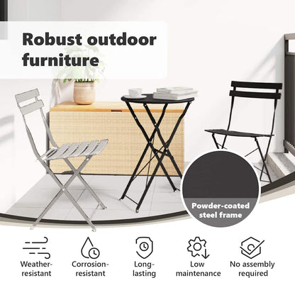 Garden Folding Chair 2 pcs Anthracite 42 x 46 x 82cm Metal
