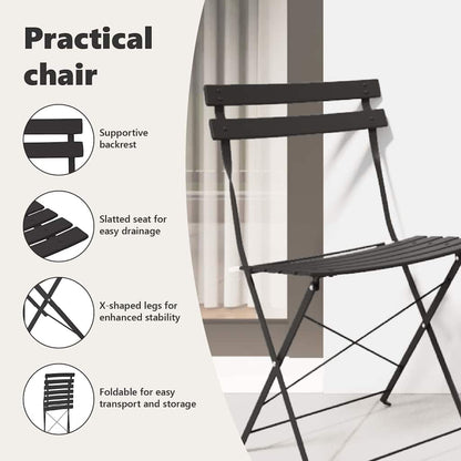 Garden Folding Chair 2 pcs Anthracite 42 x 46 x 82cm Metal