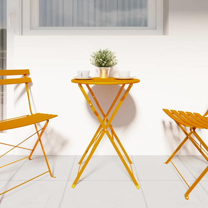 Bistro Table Folding Mustard Ø 50 x 71 cm Powder-coated Steel