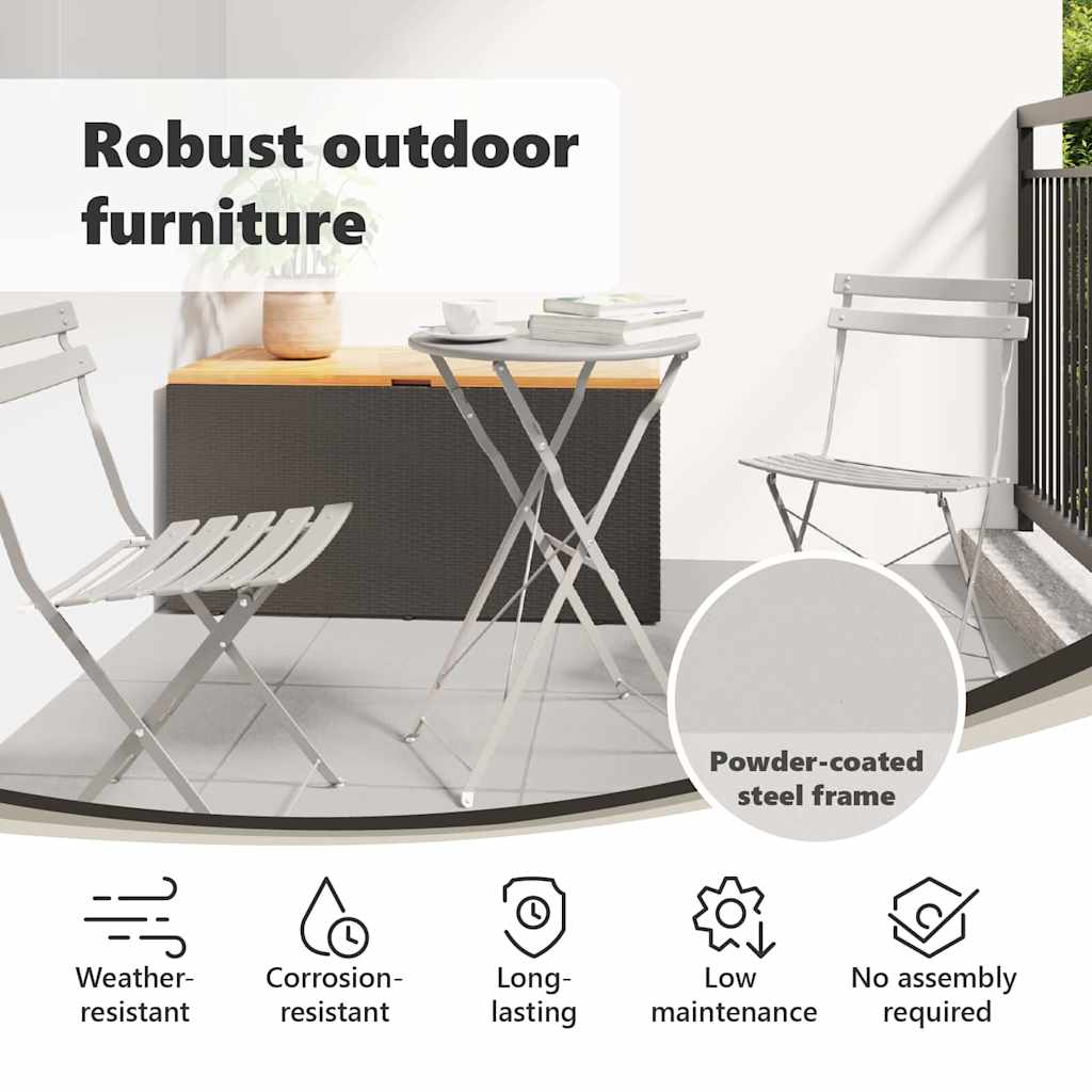 Bistro Table Folding Beige Ø 50 x 71 cm Powder-coated Steel