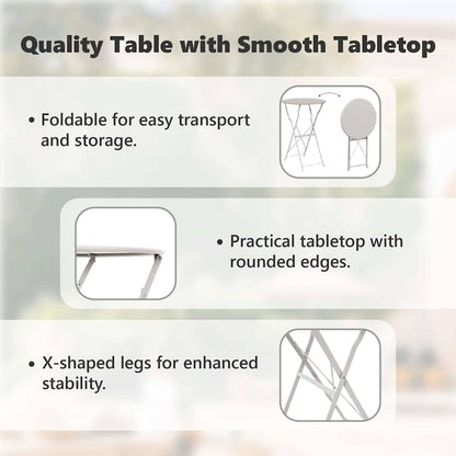 Bistro Table Folding Beige Ø 50 x 71 cm Powder-coated Steel