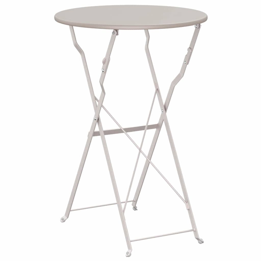 Bistro Table Folding Beige Ø 50 x 71 cm Powder-coated Steel