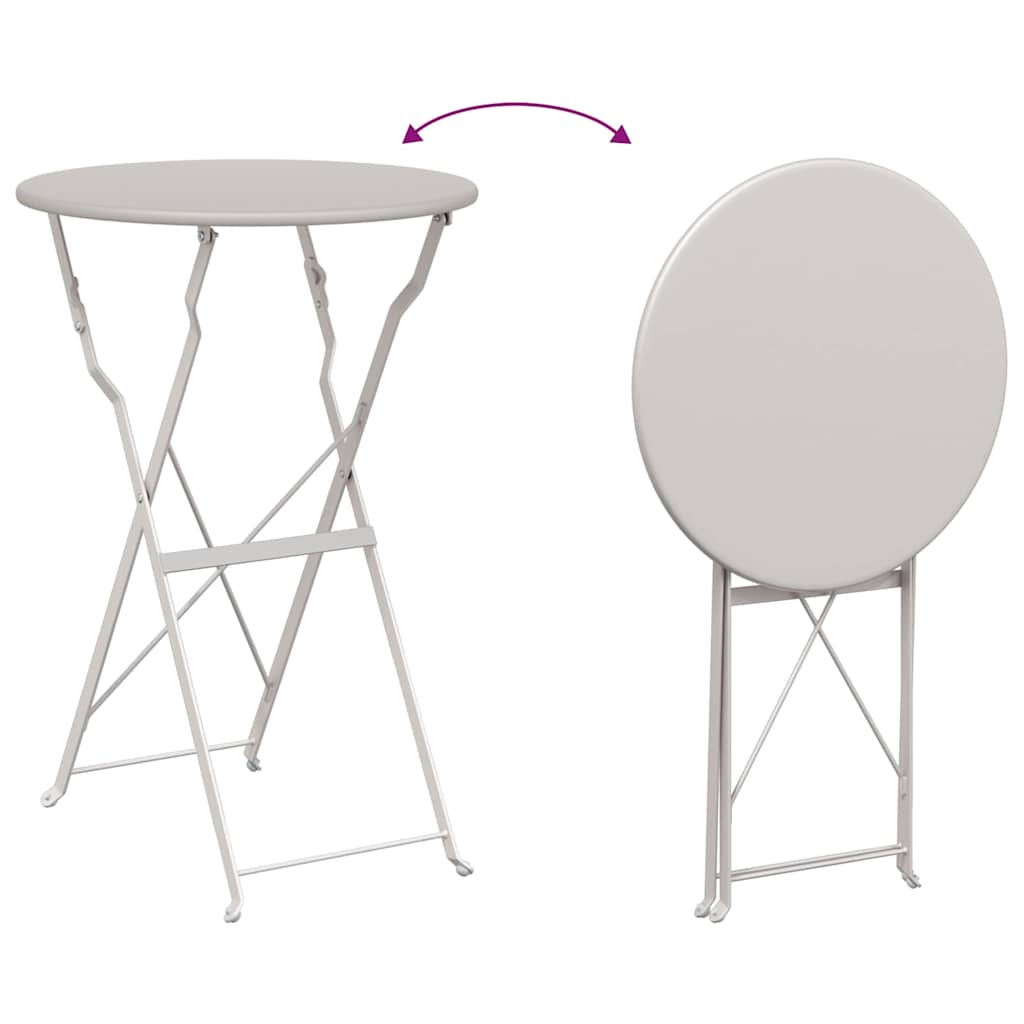 Bistro Table Folding Beige Ø 50 x 71 cm Powder-coated Steel