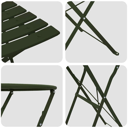 Folding Bistro Set 3 pcs Forest Steel