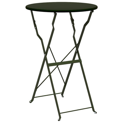 Folding Bistro Set 3 pcs Forest Steel