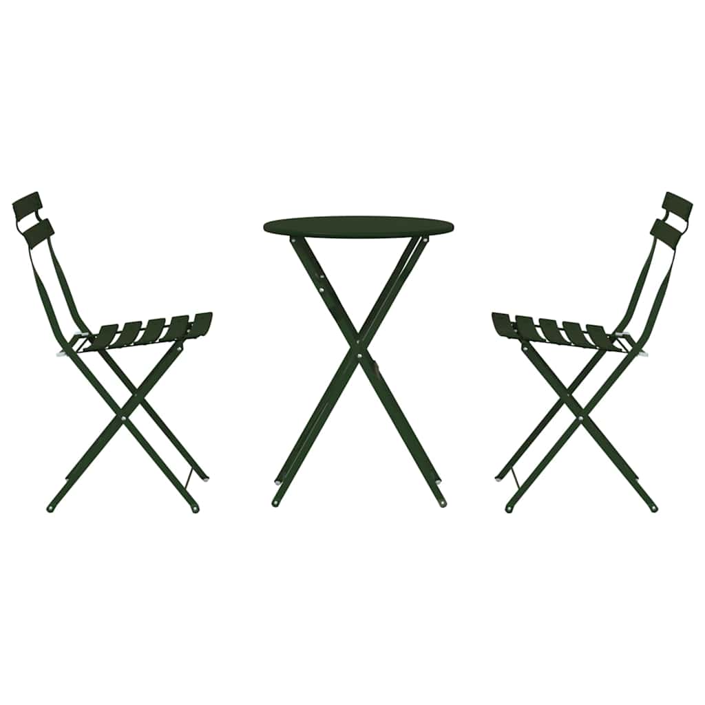 Folding Bistro Set 3 pcs Forest Steel