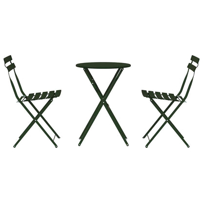 Folding Bistro Set 3 pcs Forest Steel