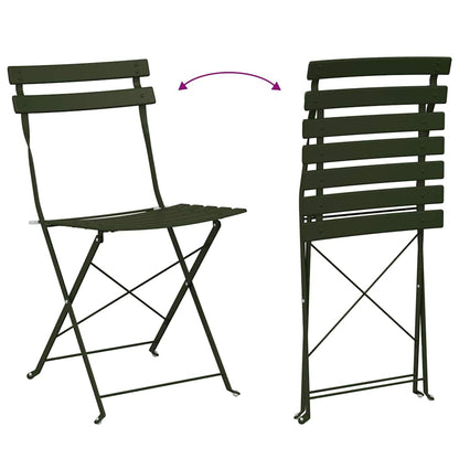 Folding Bistro Set 3 pcs Forest Steel