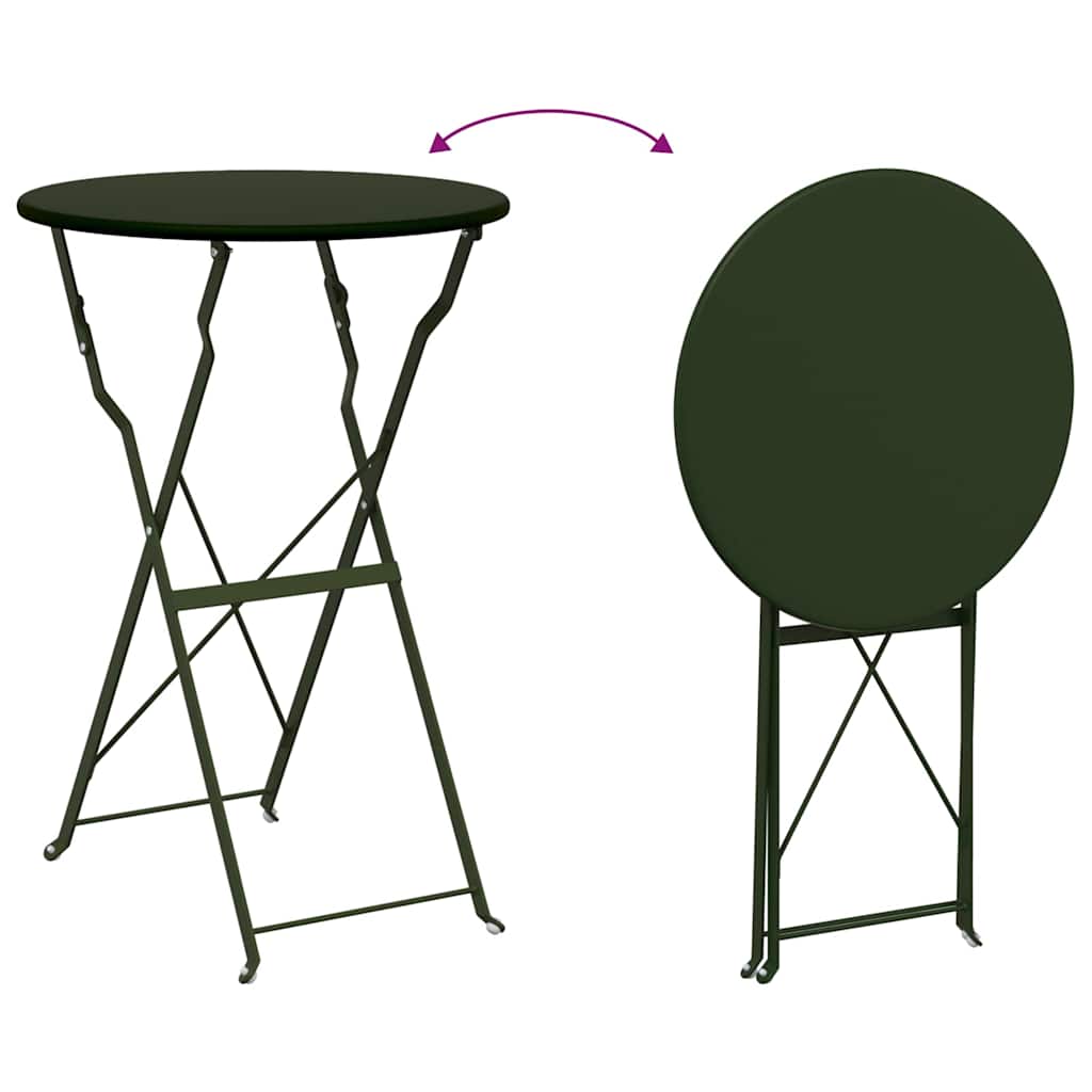 Folding Bistro Set 3 pcs Forest Steel