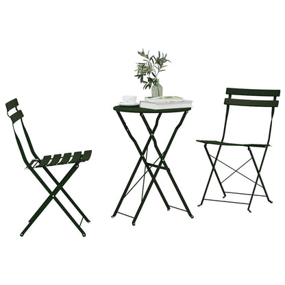 Folding Bistro Set 3 pcs Forest Steel