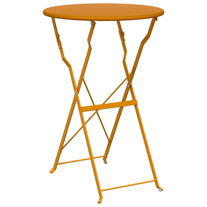 Folding Bistro Set 3 pcs Mustard Steel