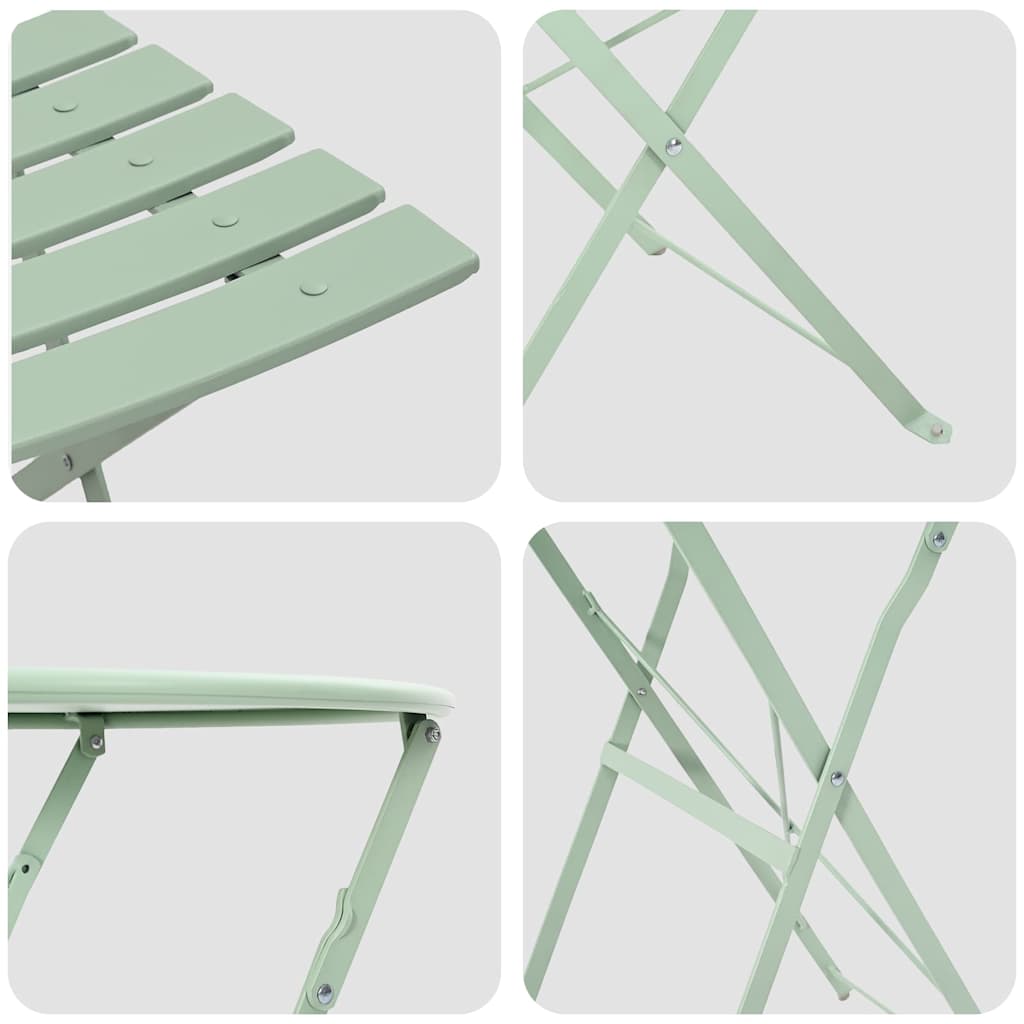 Folding Bistro Set 3 pcs Seafoam Steel