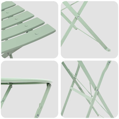 Folding Bistro Set 3 pcs Seafoam Steel