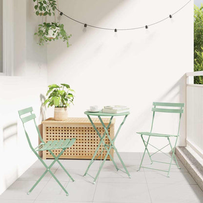 Folding Bistro Set 3 pcs Seafoam Steel