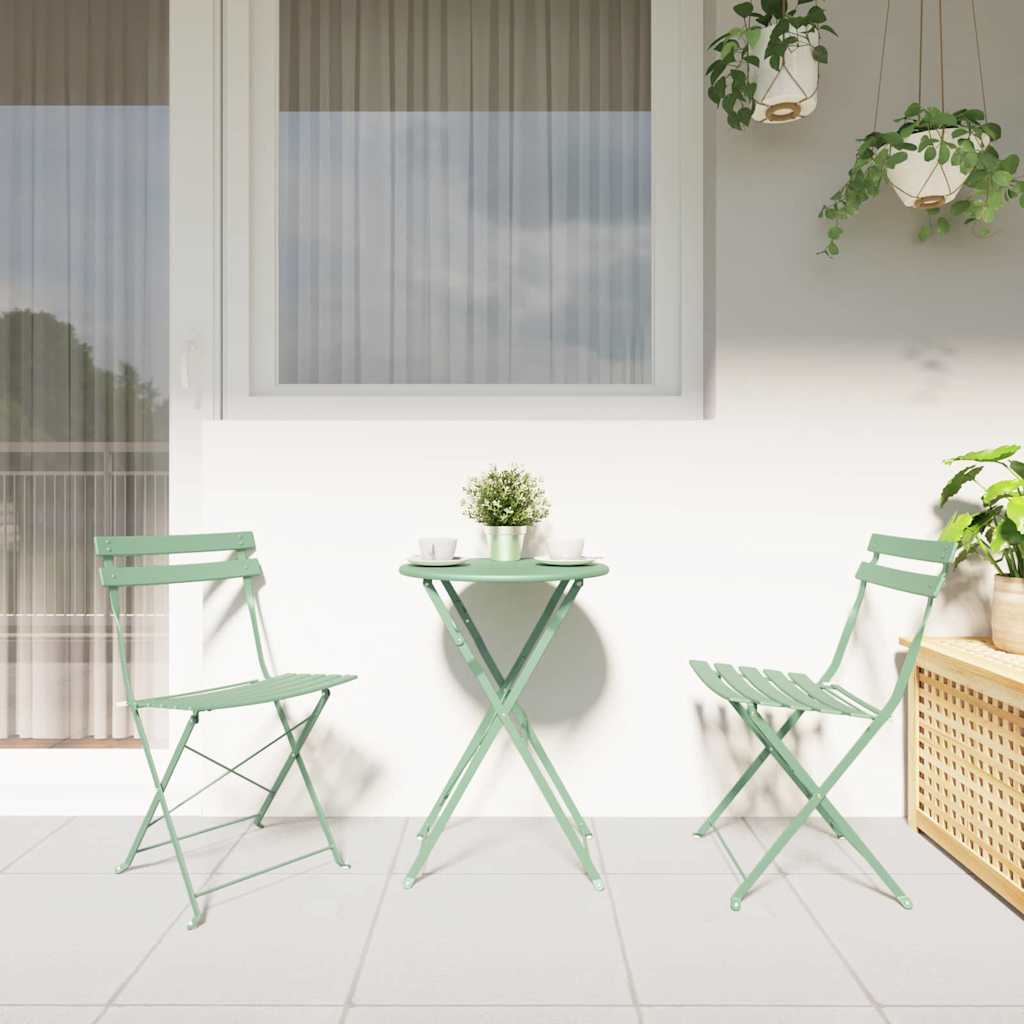 Folding Bistro Set 3 pcs Seafoam Steel