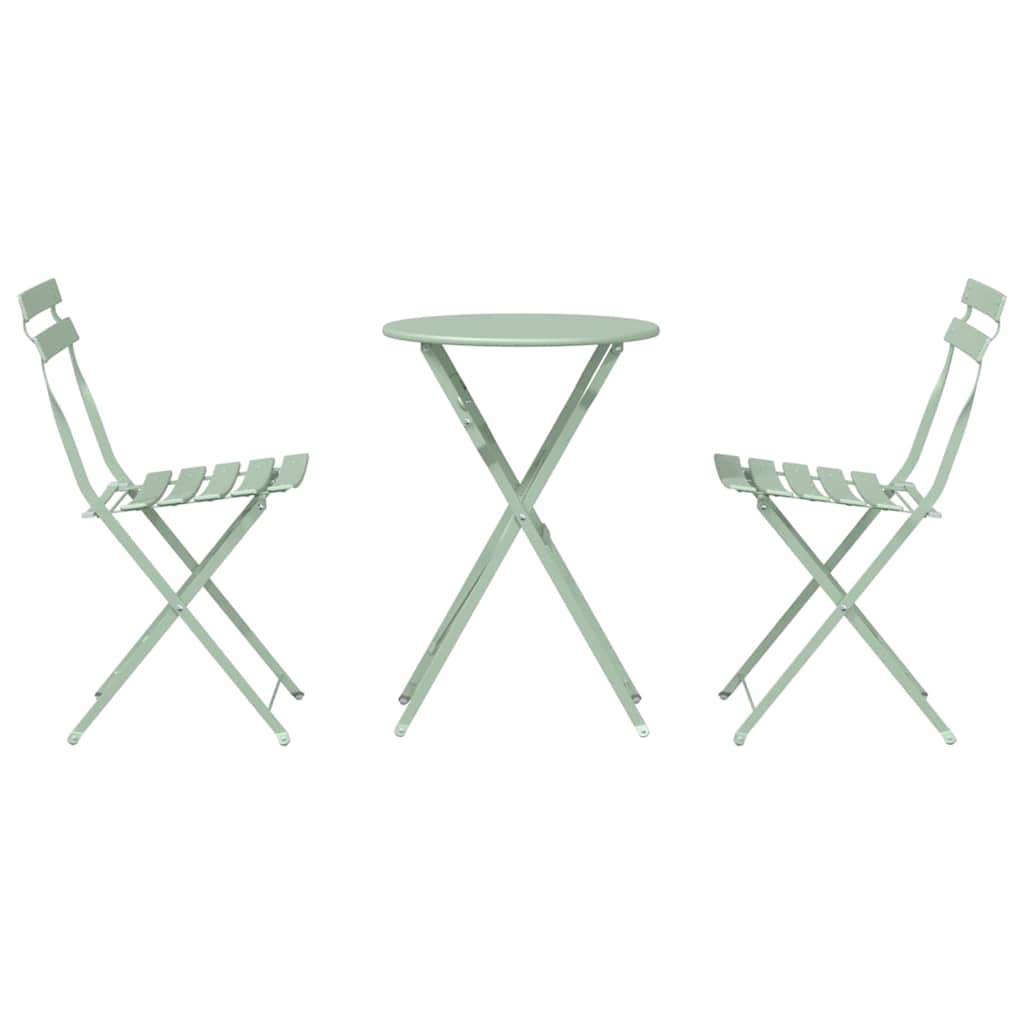 Folding Bistro Set 3 pcs Seafoam Steel