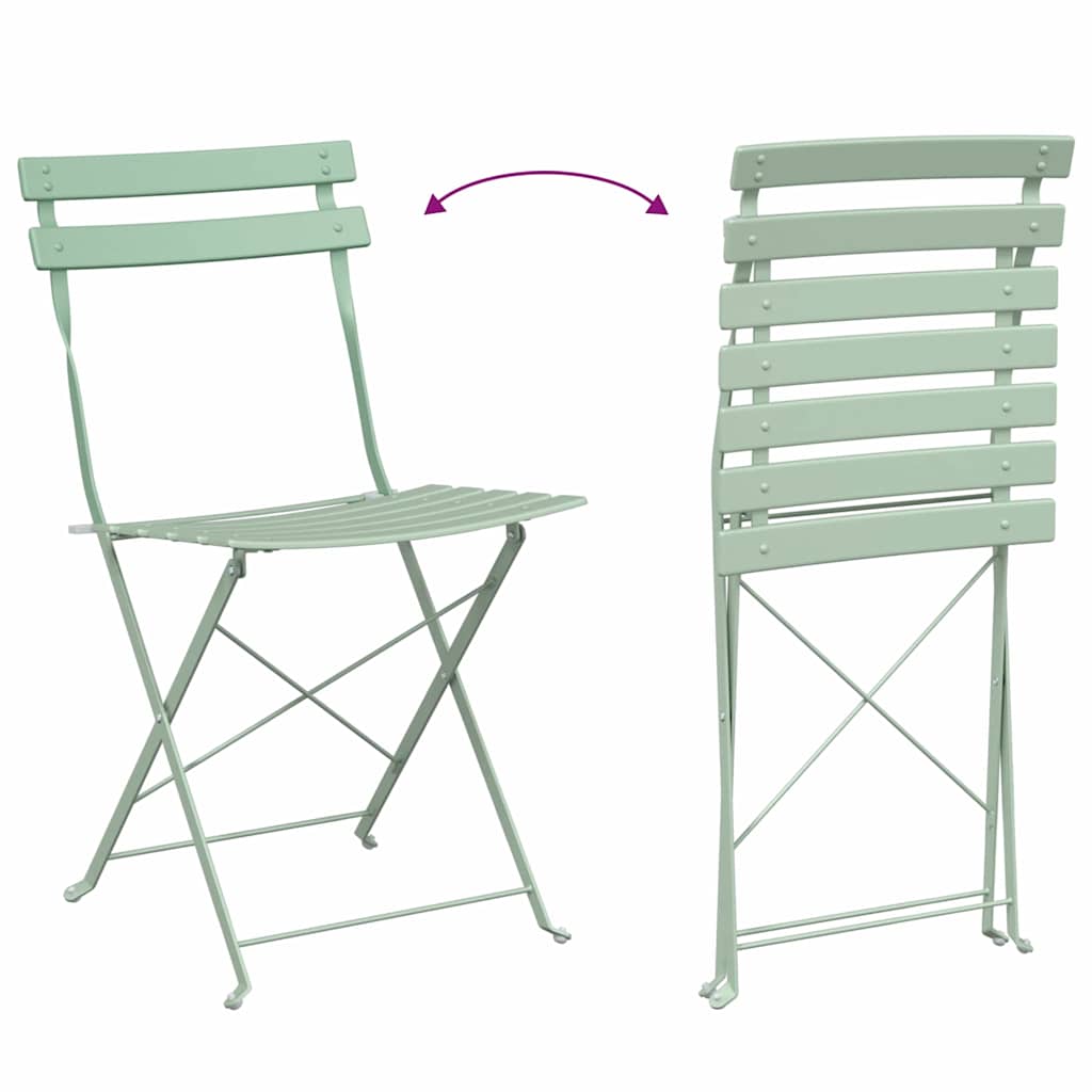 Folding Bistro Set 3 pcs Seafoam Steel