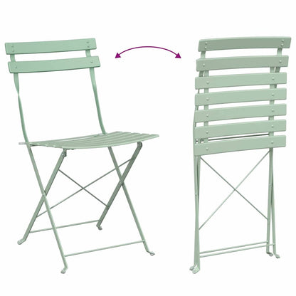 Folding Bistro Set 3 pcs Seafoam Steel