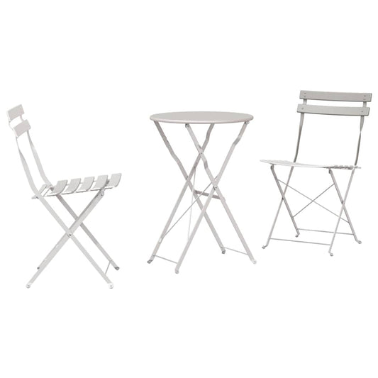 Folding Bistro Set 3 pcs Beige Steel