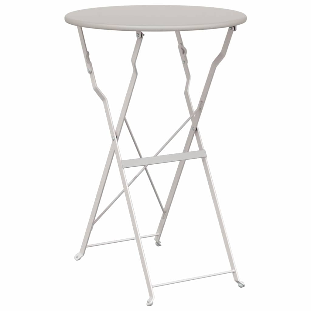 Folding Bistro Set 3 pcs Beige Steel