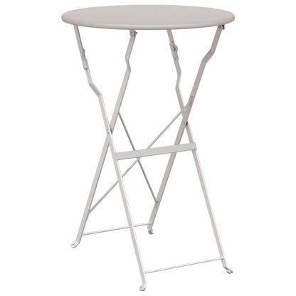 Folding Bistro Set 3 pcs Beige Steel