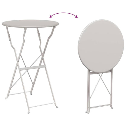 Folding Bistro Set 3 pcs Beige Steel