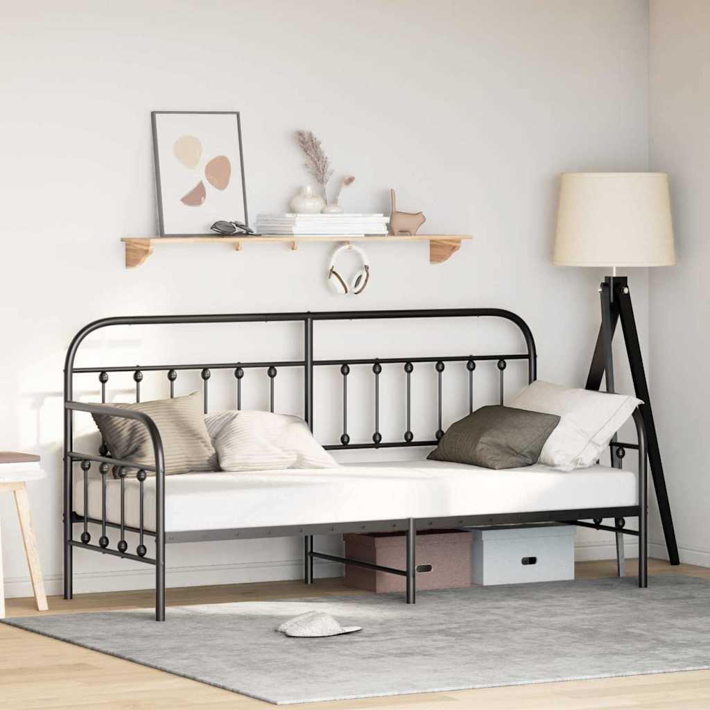 Daybed Frame Black 75 x 190 cm Powder-Coated Steel
