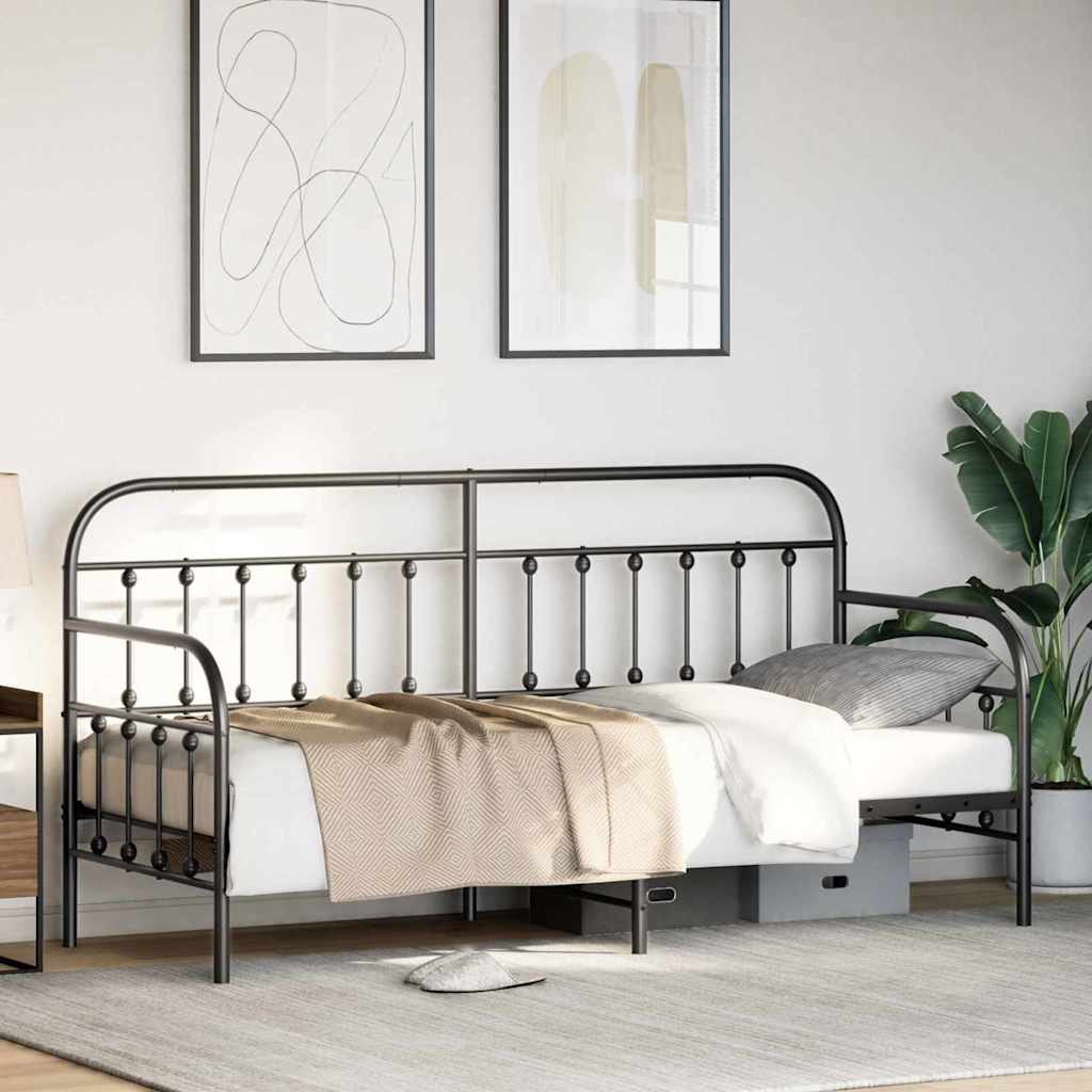 Daybed Frame Black 75 x 190 cm Powder-Coated Steel