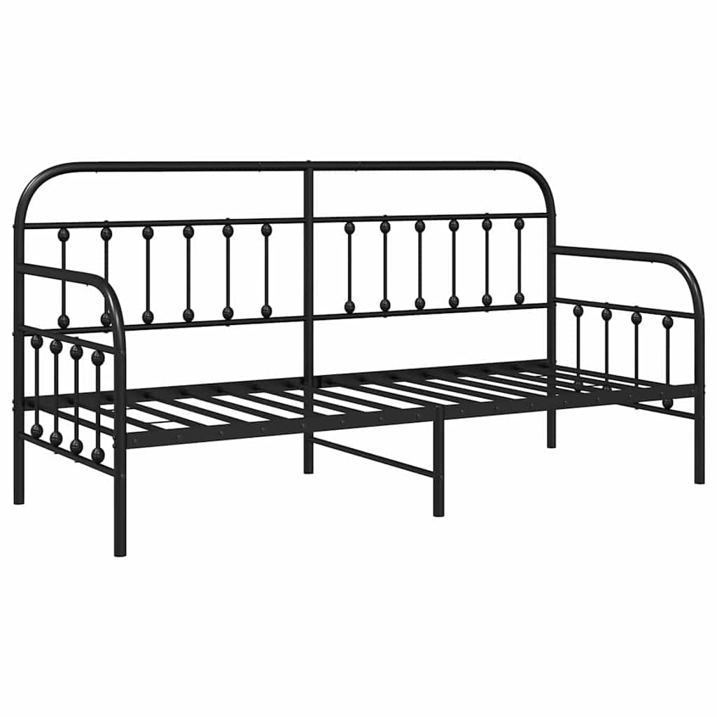 Daybed Frame Black 80 x 200 cm Powder-Coated Steel