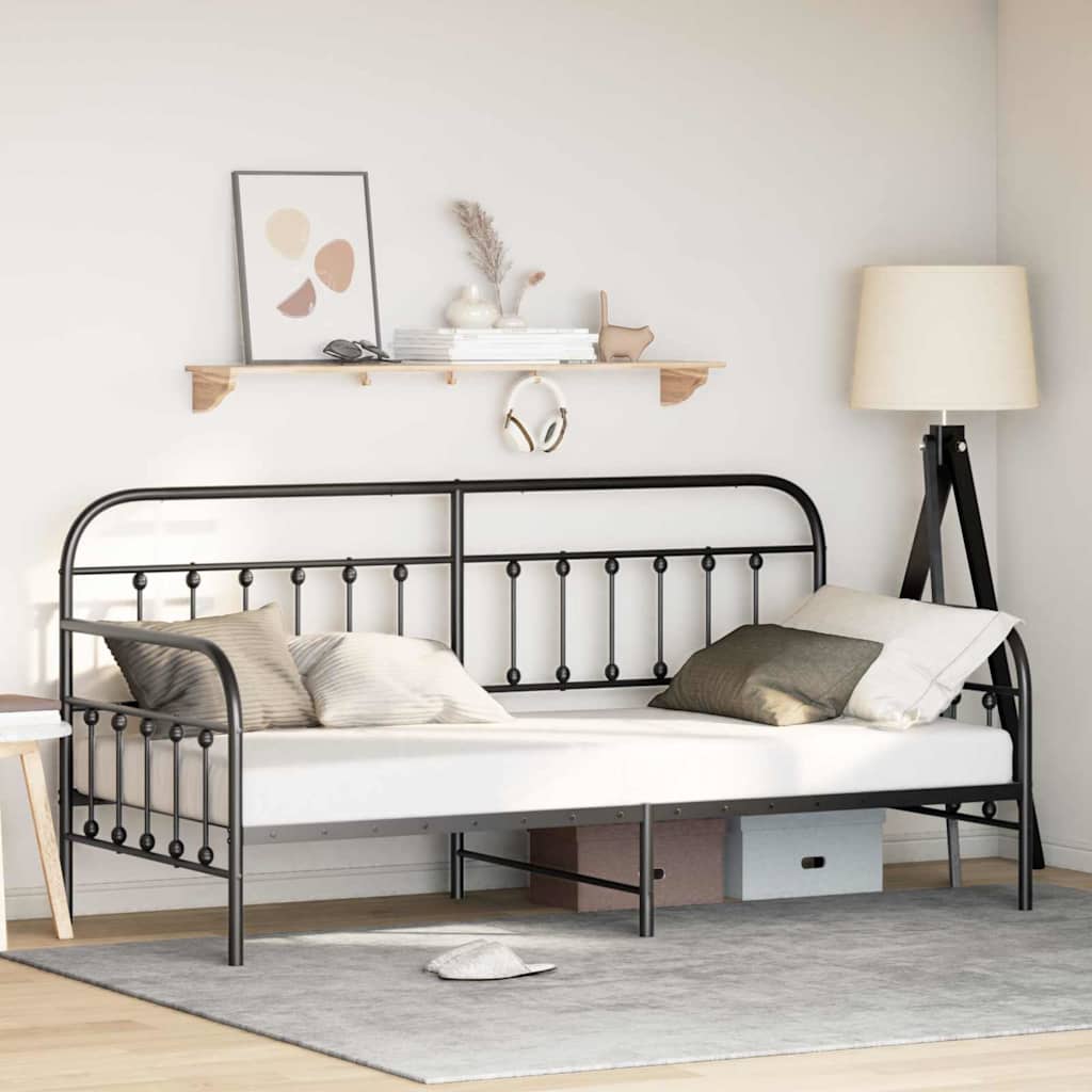 Daybed Frame Black 90 x 190 cm Powder-Coated Steel